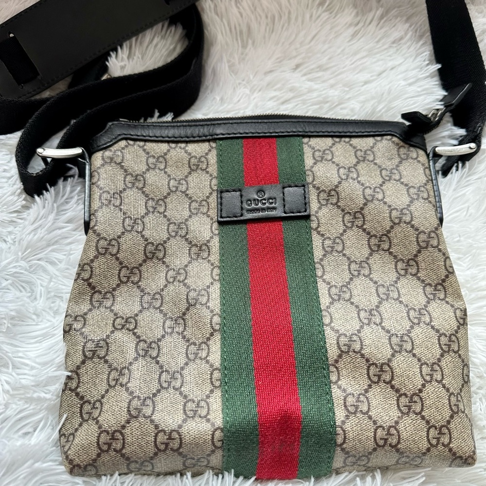 GUCCI Shoulder Bag Canvas Leather